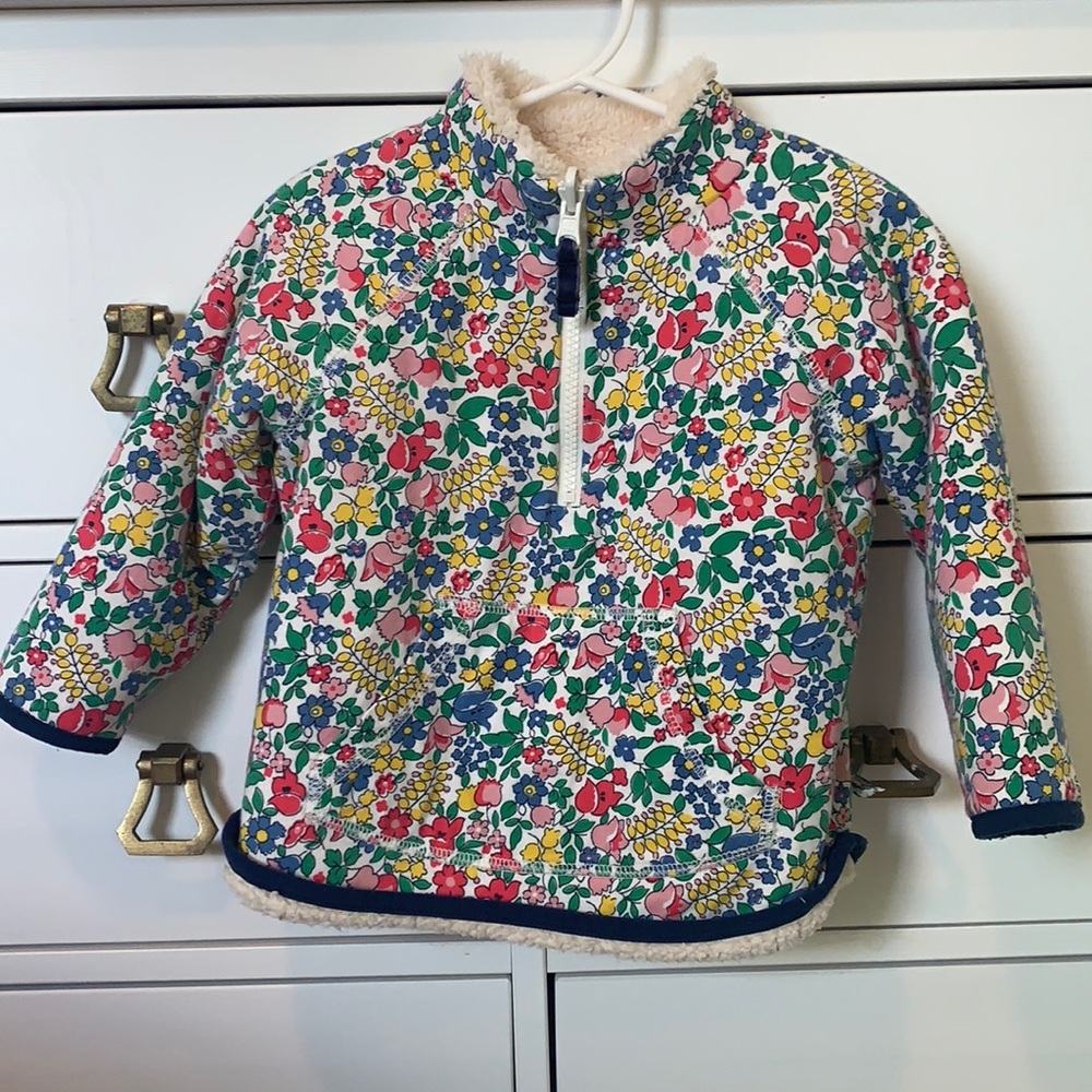 Boden reversible half zip multiflower/Sherpa  2/3t